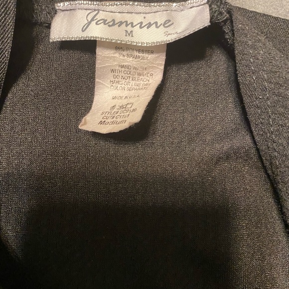 🛒Markdown🛒  Medium Jasmine Long Sleeve Choker V Neck Spandex Black Dress. - Picture 3 of 10